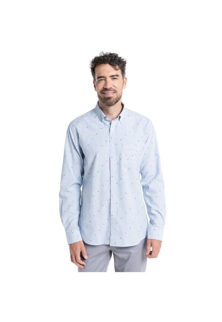 CAMISA OXFORD ESTAMPADA Celeste L