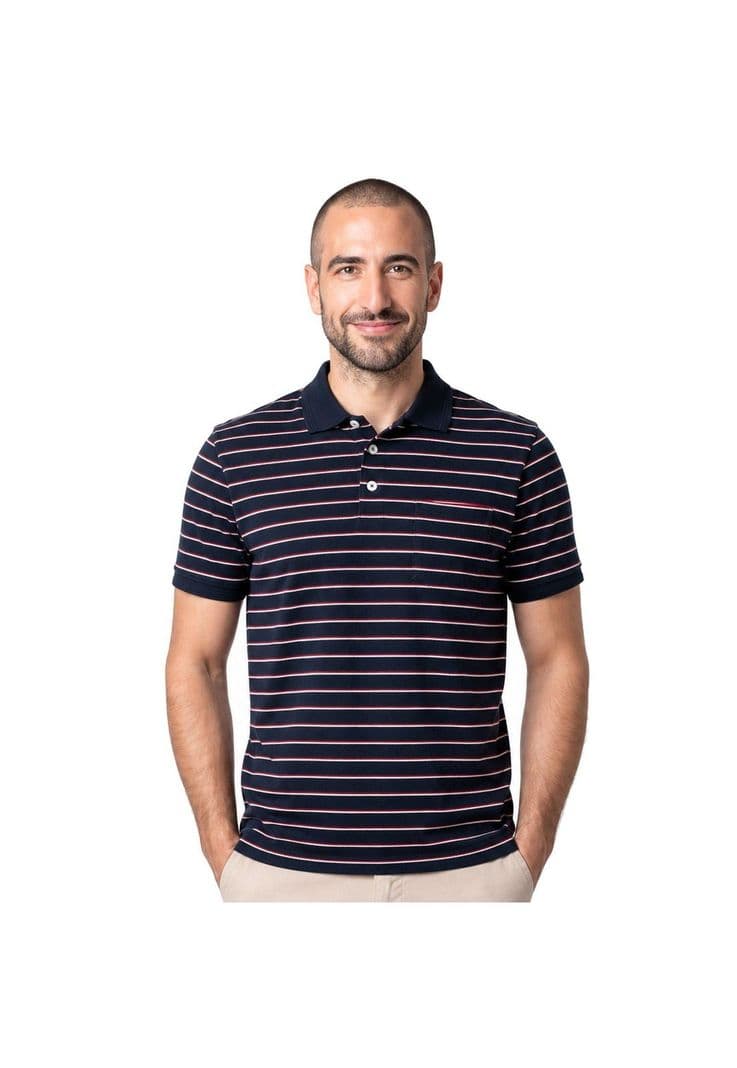 Polera Pique Rayas Hombre Azul Marino 4XL