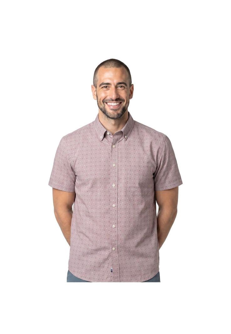 Camisa Manga Corta Estampada Hombre Rosado L