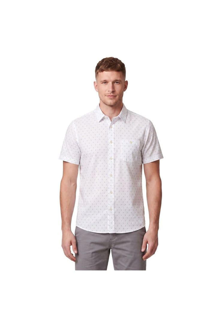 Camisa Manga Corta Estampada Hombre Blanco 5XL