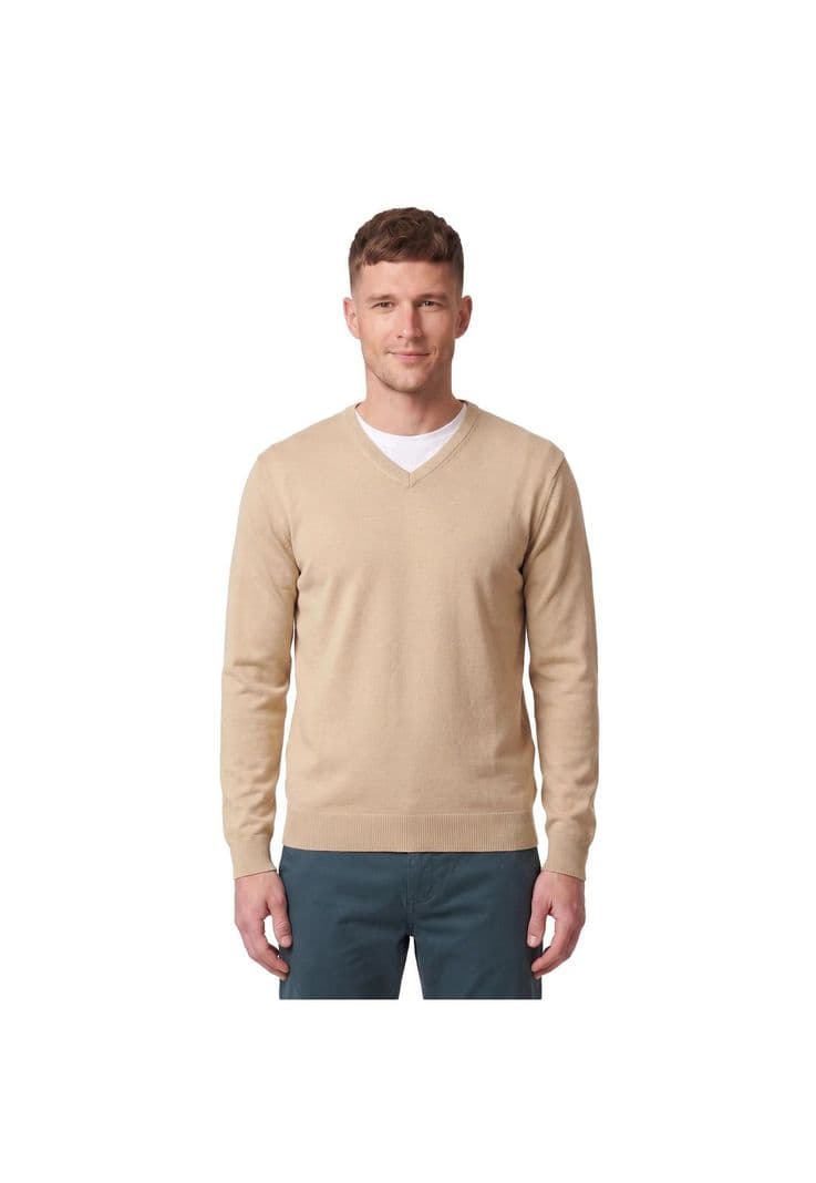 Sweater Cuello V Hombre Beige L