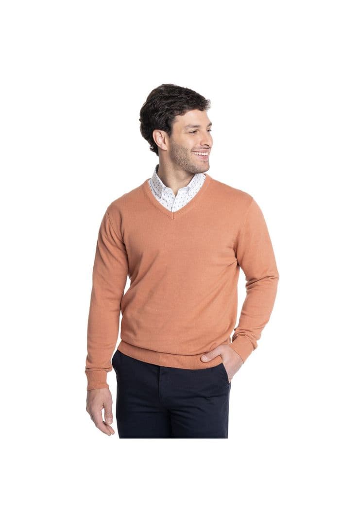 SWEATER HOMBRE CUELLO V LOOK SMART Naranjo L