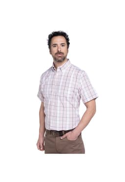 Camisa Fantasia Clasica Manga Corta Boton Cuello Rosado 37