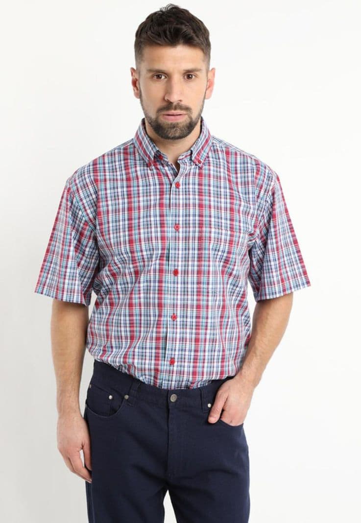 Camisa Fantasia Premium Manga Corta Boton Cuello Rojo 37