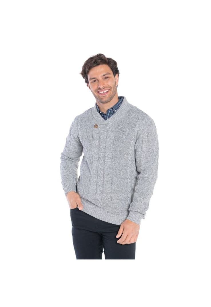 Sweater Cuello Cruzado Hombre Gris XL