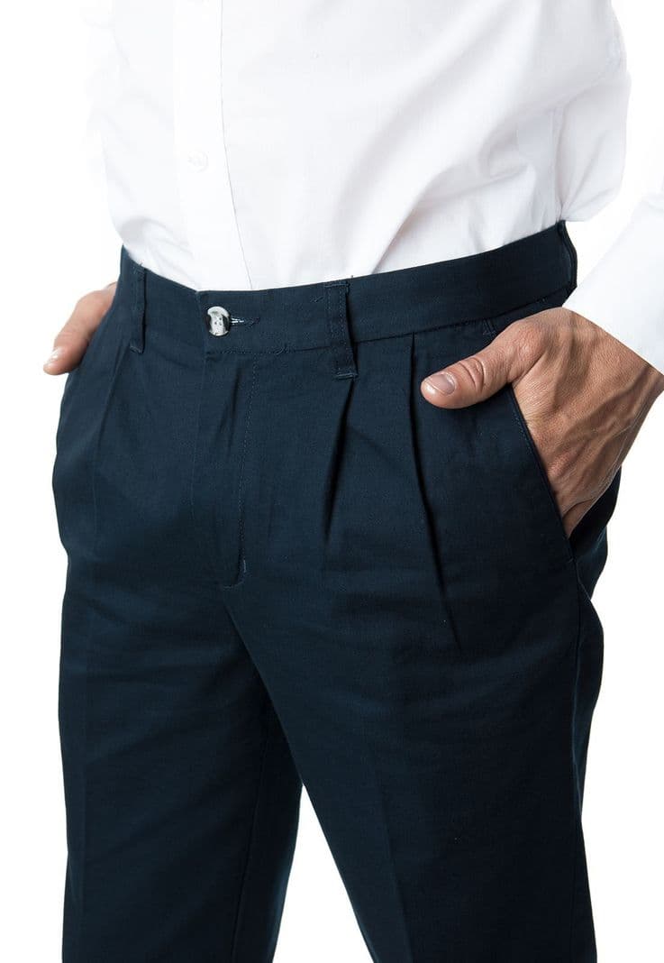 Pantalon Gabardina Pinzado Azul 48
