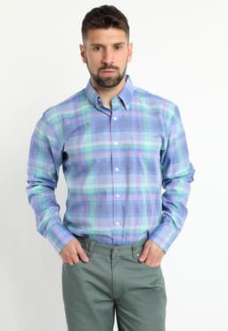 Camisa Fantasia Premium Manga Larga Boton Cuello Celeste 38
