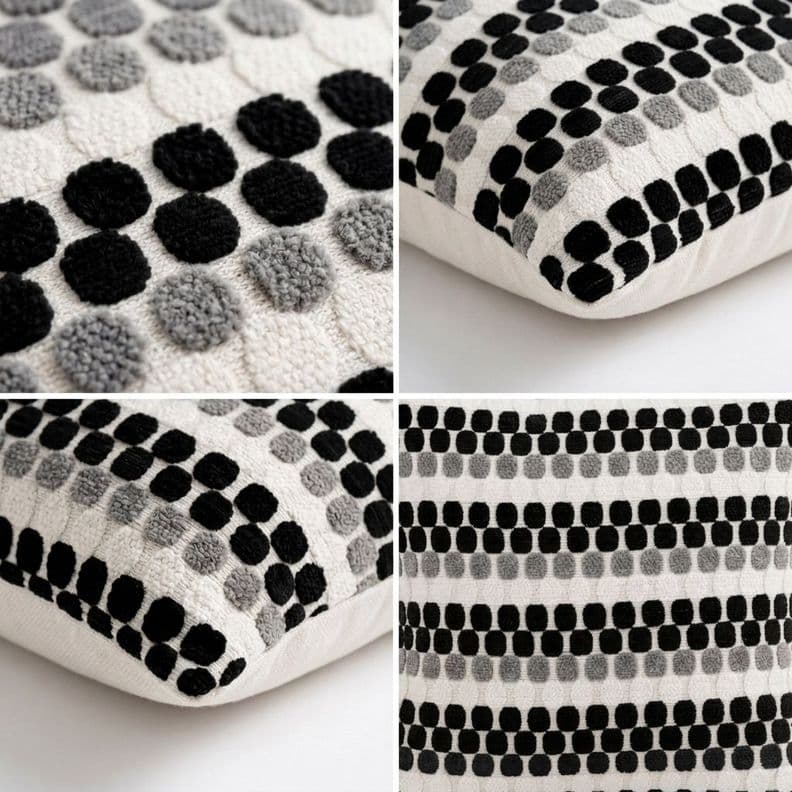4 Fundas Para Cojin Diseno Geometrico Texturado Negro 012 Elegante