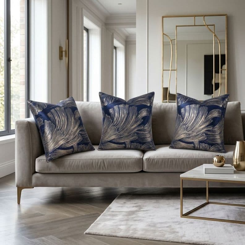 Fundas 3 Un De Cojin Satinada color Azul - 691 Diseno Moderno