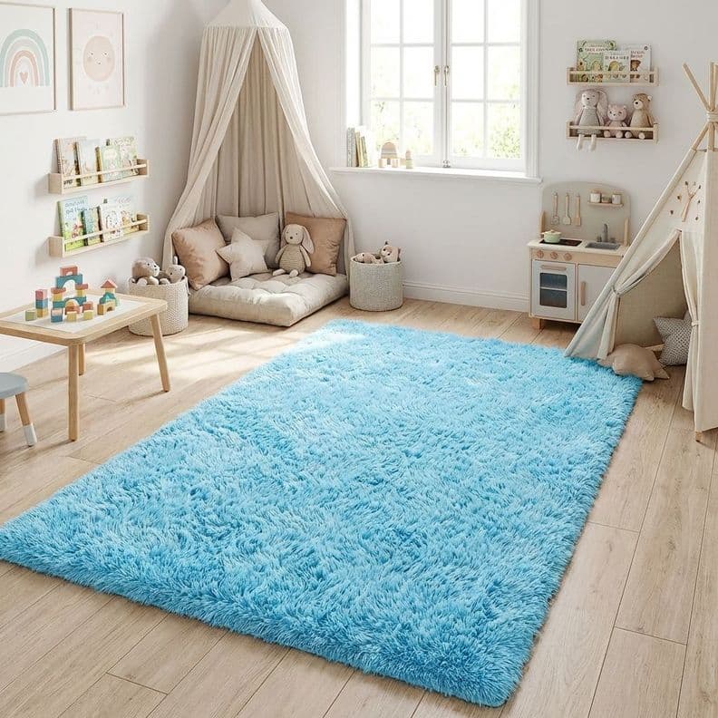 Alfombra Living Armonia 150x200 cm Pelo Medio Color Celeste Calipso 026