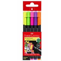 Marcador Faber-Castell Grip Finepen Neon 5 Colores