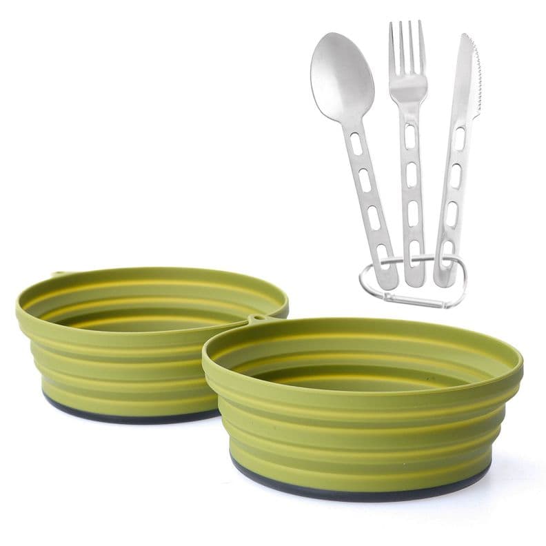 Set de Camping 2 Bowls Compactables + Cubiertos Atakama Outdoor
