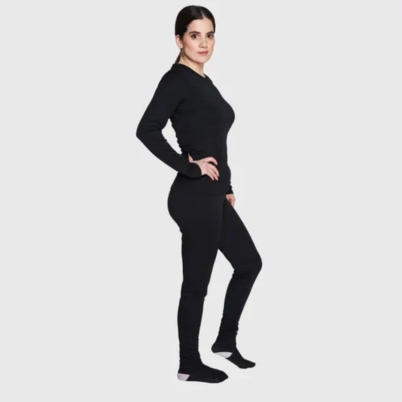 Primera Capa Mix Polera y Pantalon Mujer Negro L