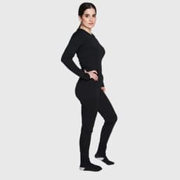 Primera Capa Mix Polera y Pantalon Mujer Negro M