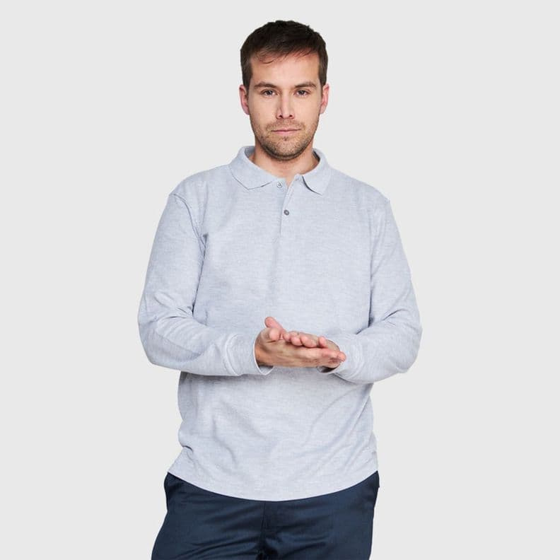 Polera Pique T/C Ml Hombre Gris oscuro XXXL