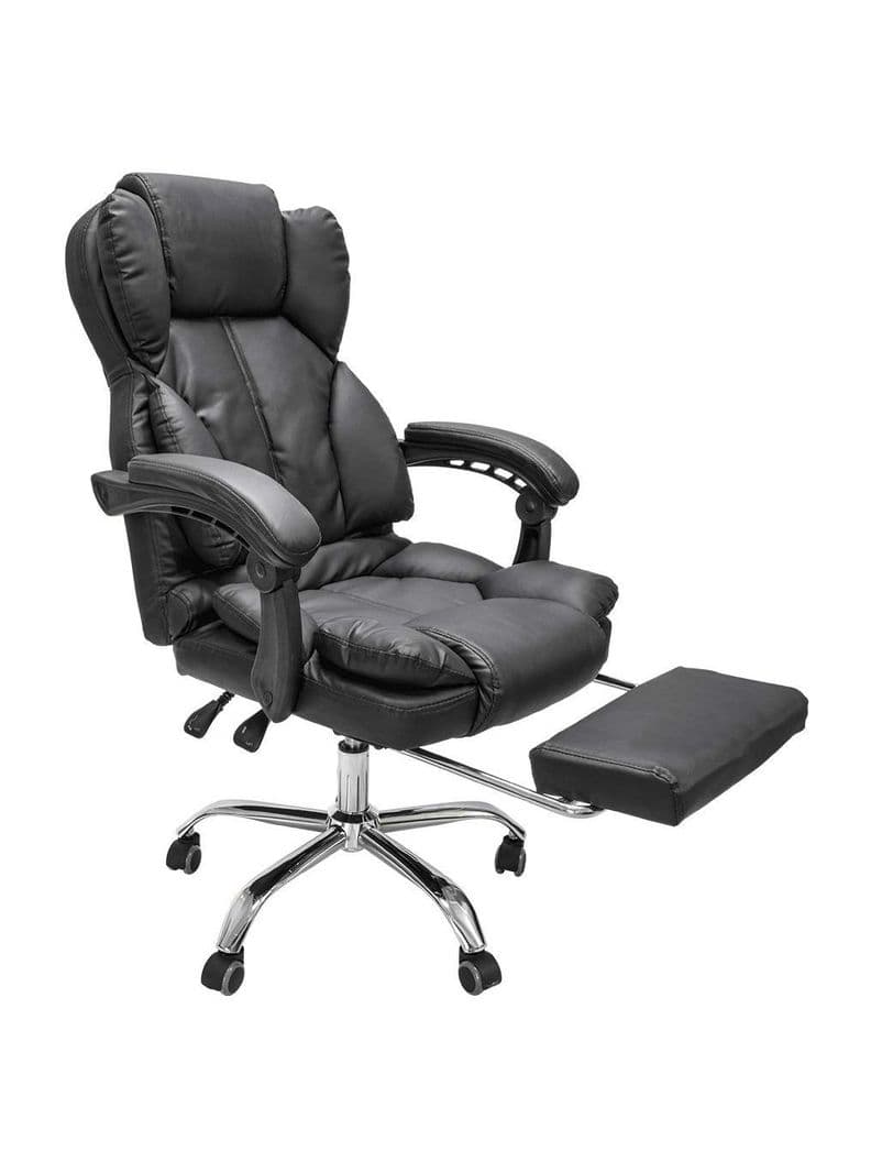 Silla de Escritorio Peace Acolchada con Apoyapies Negra Negro