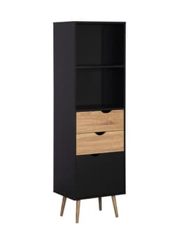 Estante Librero Top Living Gotemburgo Black Nordico con Cajones Negro