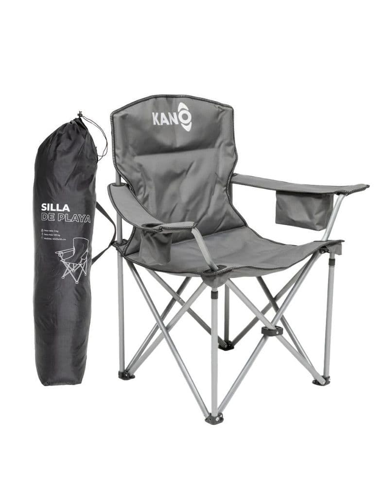 Silla Plegable Para Camping Kano Cucao Reforzada Acolchada Gris