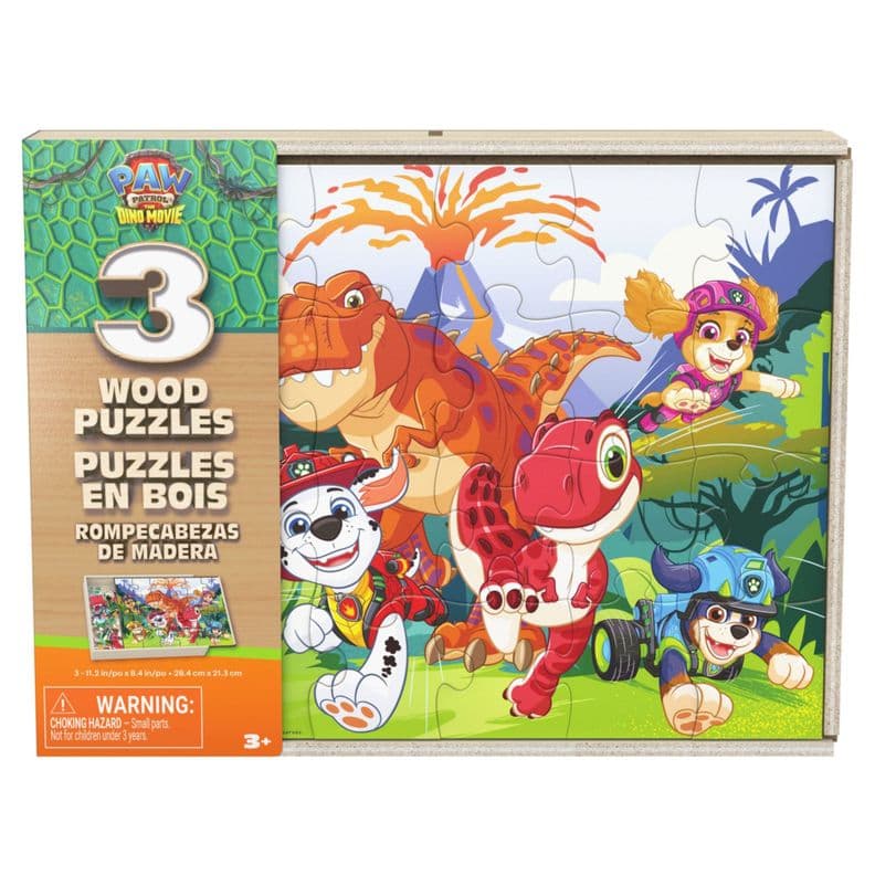 Set 3 Puzzles De Madera La Dino Pelicula Paw Patrol Rojo