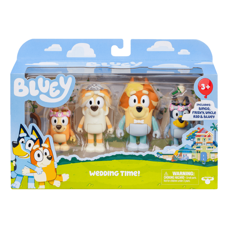 Pack 4 Figuras Dia De Boda Bluey Azul