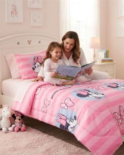 Plumon De Minnie Mouse Plaza Y Media Con Funda De Almohada Rosado
