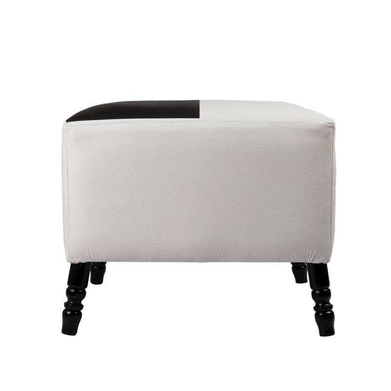 Pouf Alejandro Diseno Blanco-Negro Eco Cuero 54x54x44 cm Maxima Design