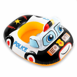 Flotador Inflable Bebe Intex Auto de Policia Capacidad 15 Kg Kiddie Float Blanco
