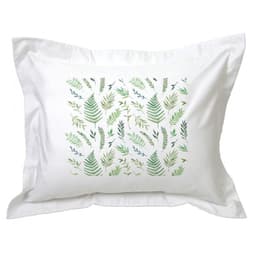 Funda de Almohada Hojas Verdes Blanco
