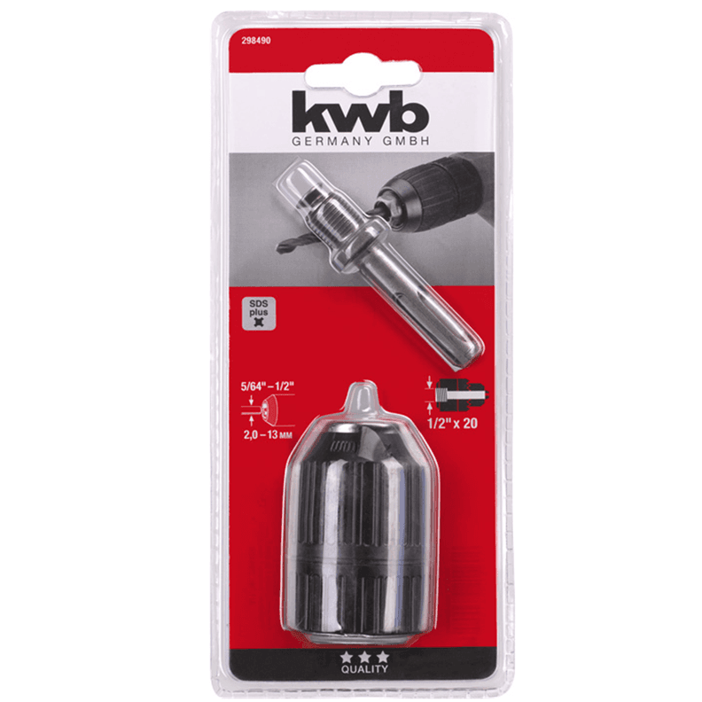 Mandril Taladro 13mm+Adaptador Sds Plus Kwb 298490