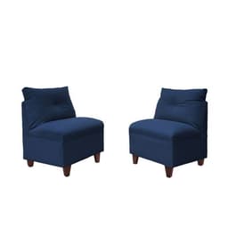 Par Butacas Mateo Chenille Azul Pata Madera 1C
