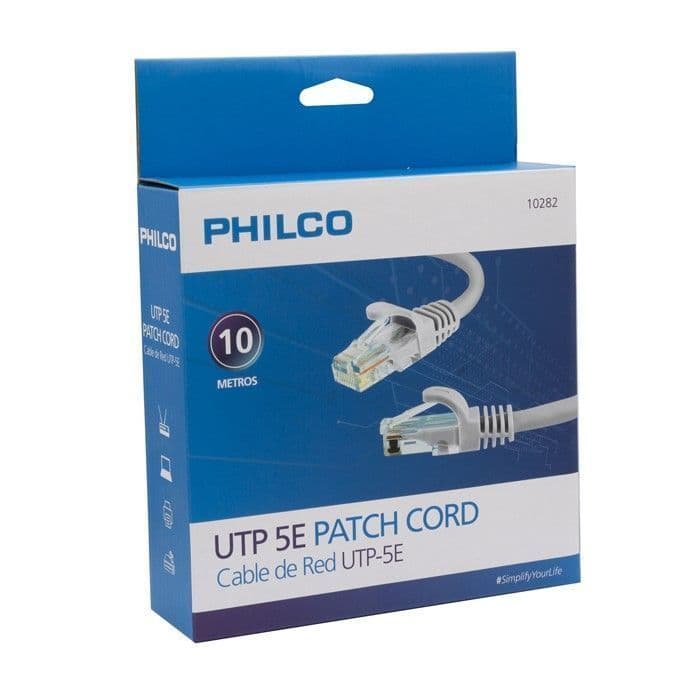 Cable de Red 10 Metros Upt Cat 5e Philco Gris