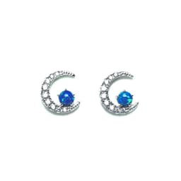 Aros Luna Opalo Circon Plata Fina 925