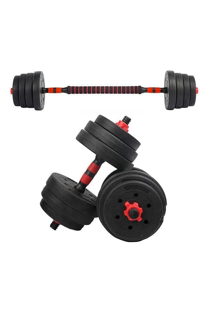 Set de Mancuernas y Barra 20 Kg 2 en 1 Negro