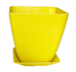 SET MACETA BIO C/PLATO CUADRADO AMARIL13,3X12,4 Amarillo