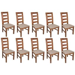 PACK 10 SILLAS AMELIA MADERA COLOR MIEL TAPIZ CAFE JASPEADO