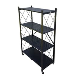 Estante Plegable con Ruedas 4 niveles Negro