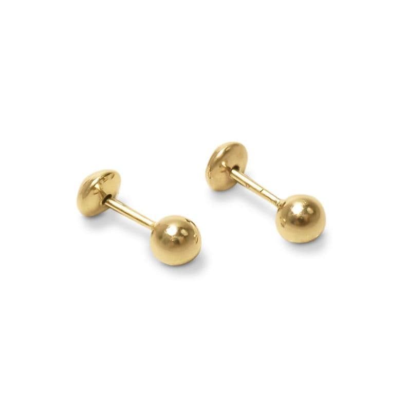 Aros Bebe Bolita 3mm Enchapado Oro 18K Dorado