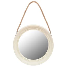 Espejo redondo 33 cm. con soga crema Unico Blanco