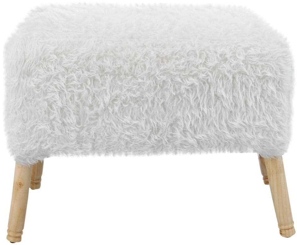 Pouf Petrum Isidora Blanco Piel Sintetica 62x42x42 cm Maxima Design