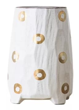 Jarron rustico ceramica mate Grande puntos Blanco