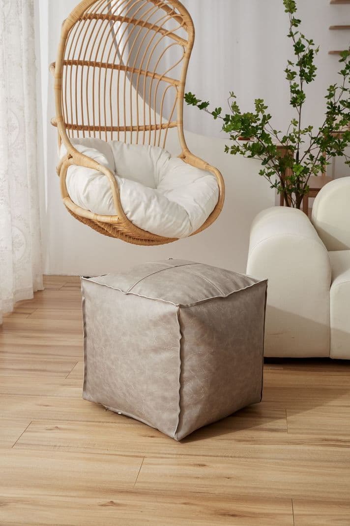 Puf de ecocuero cuadrado 45x45cm color gris