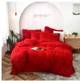 Cubrecama peludo 2 plazas color rojo Rojo Brillante