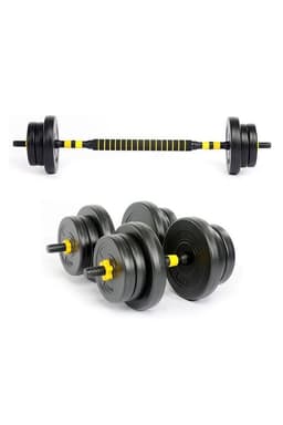 Set Barra y Mancuernas Ajustable 20 Kg Amarillo