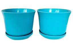 SET 2 MACETAS BIOCURVO TURQUESA C/PLATO 16,5X13