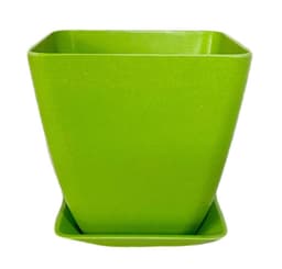 SET MACETA C/PLATO BIO CUADRADO VERDE 13,3X12,4