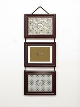 Marco Triple plastico con puntitos Marron 10x15 cm / 3F Cafe