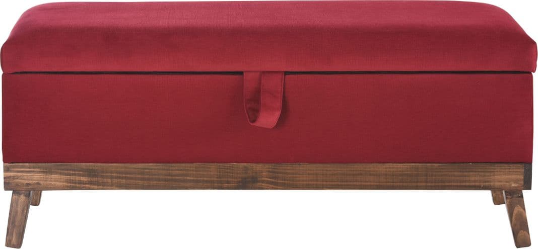 Banqueta con Baul Incy Rojo Felpa 120x40x50 cm Maxima Design