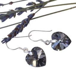 Aros Corazon Dark De Cristal - MABELITA Plata
