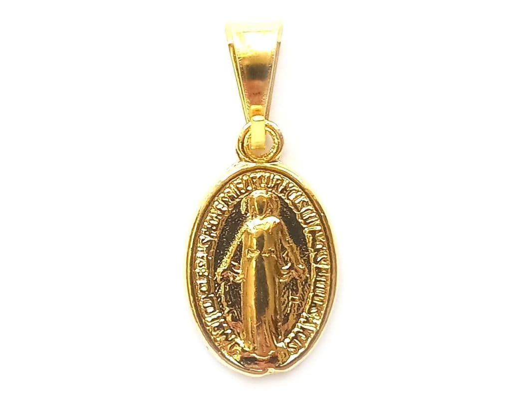 Colgante Medalla Virgen de los Rayos 9mm Enchapado Oro 18K Dorado