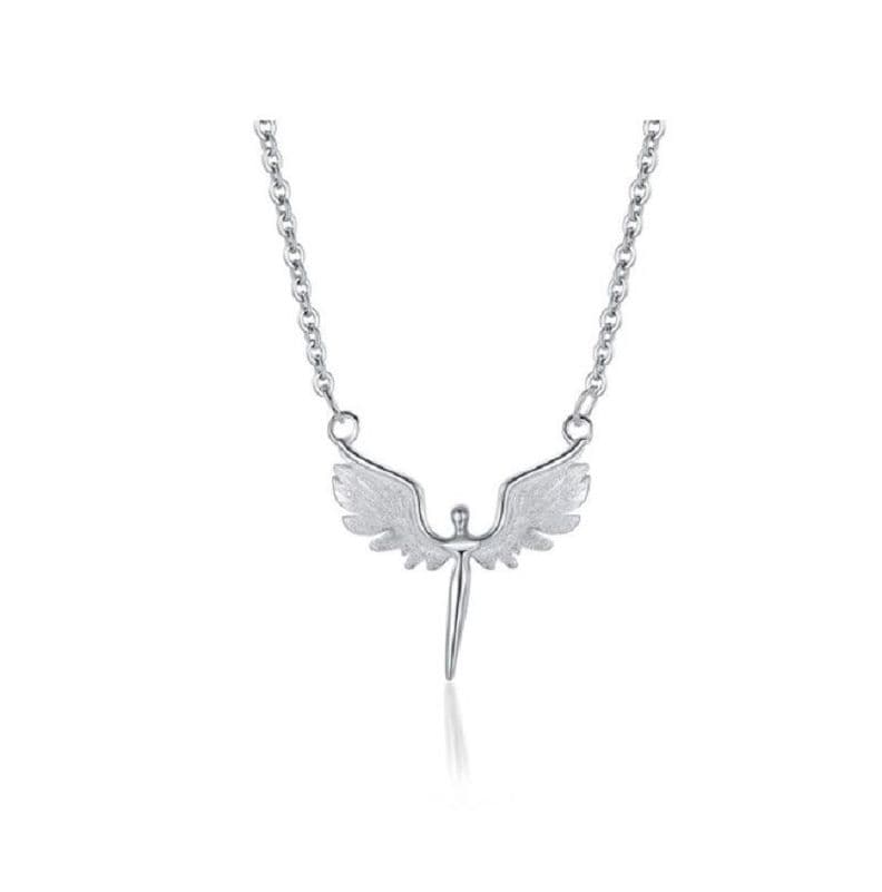 Colgante Alas Angel Plata 925 Paz Amor Chapado Oro Blanco